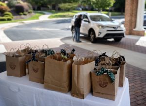 Bags on table for Empty Bowl lunch