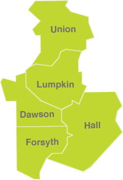 Graphic of Union, Lumpkin, Dawson, Hall and Forsyth counties